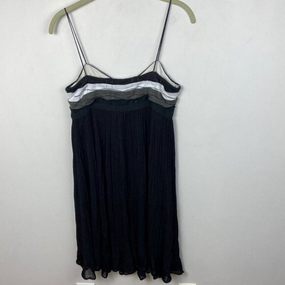IISLI Black White Mini Dress Size Medium Sweetheart Neck A-Line Minimal Flare M - Picture 4 of 9